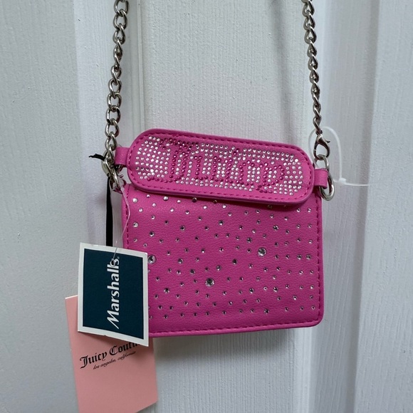 NWT Juicy Couture “All That Glitters”Pink Mini Bag with Chain Strap - Picture 1 of 5